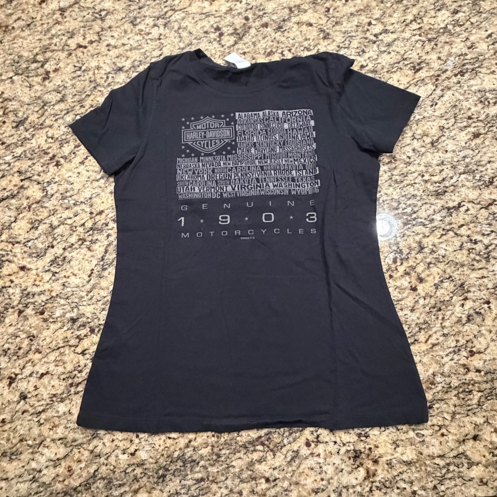 Harley-Davidson Womens Black Graphic T-Shirt House of Milwaukee Large ws